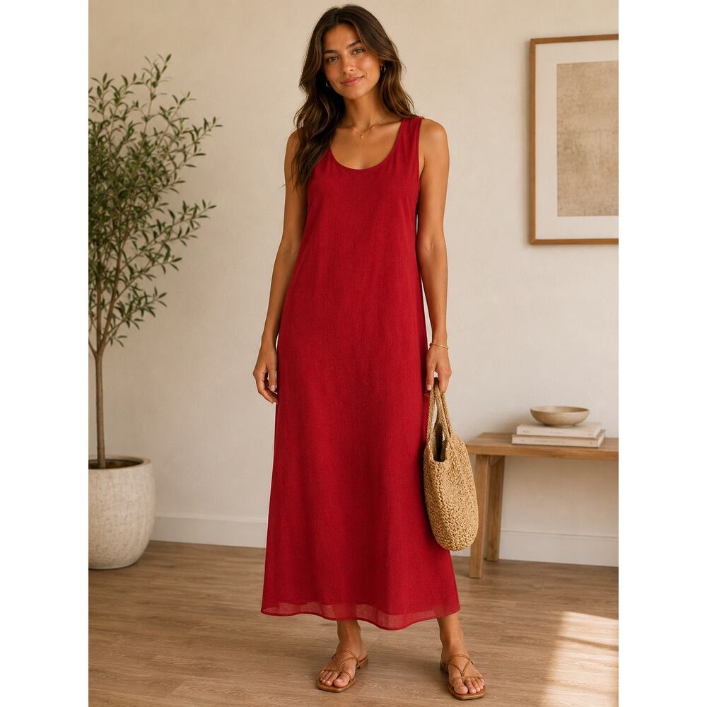 Positive Attitude Red Sleeveless Maxi Dress Women’s Size 22 Flowy Elegant